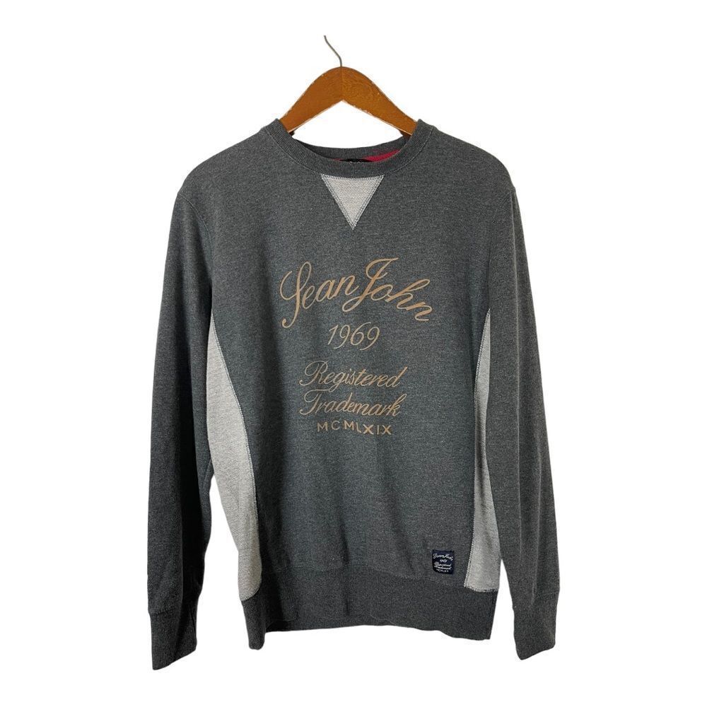 Sean John Gray Crewneck Sweatshirt Size Small Mens 60% Cotton 40% Polyester Logo